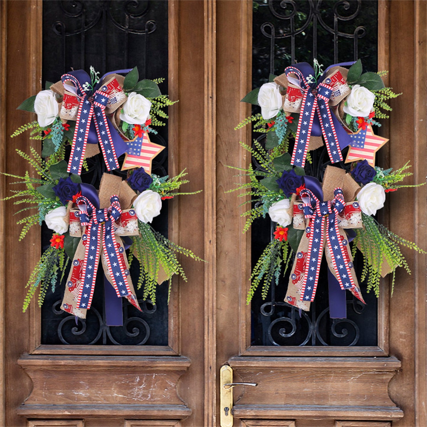 Independence Day floral leaves wreath
