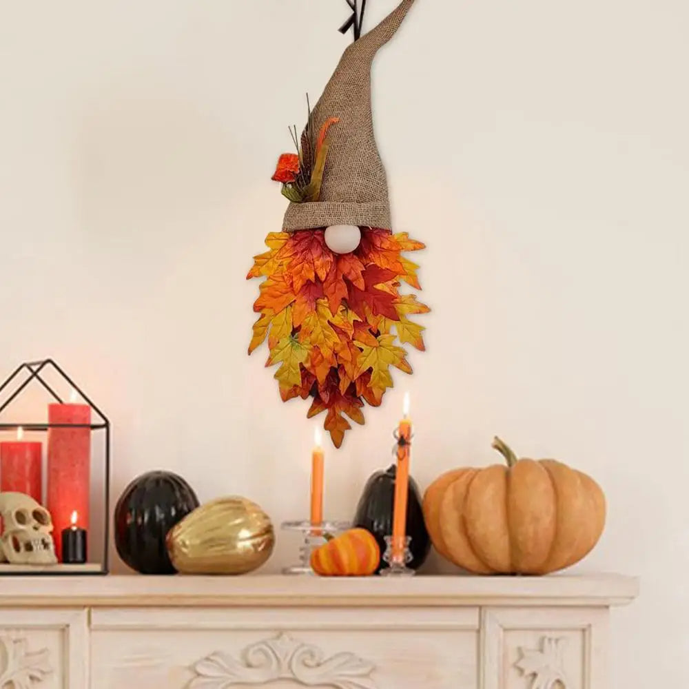 Fall Maple Gnome Front Door Hanger