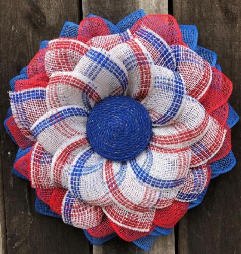 Poly Burlap American Flag Wreath-50% OFF