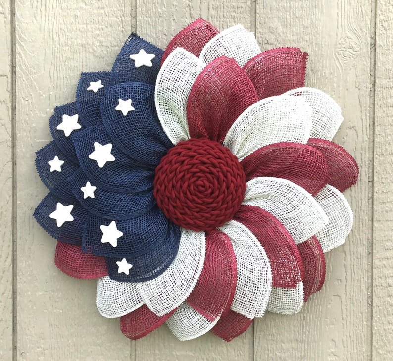 Poly Burlap American Flag Wreath-50% OFF