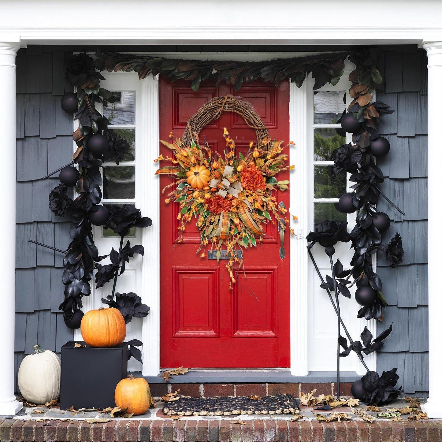 Farmhouse Pumpkin Grapevine Wreath