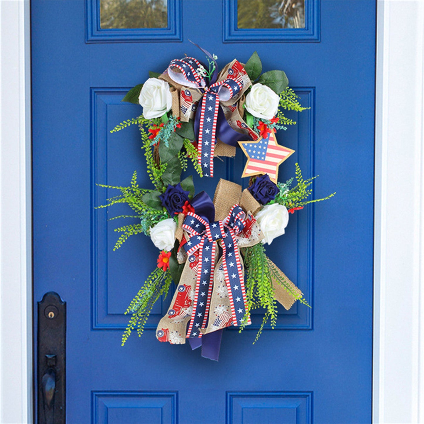 Independence Day floral leaves wreath