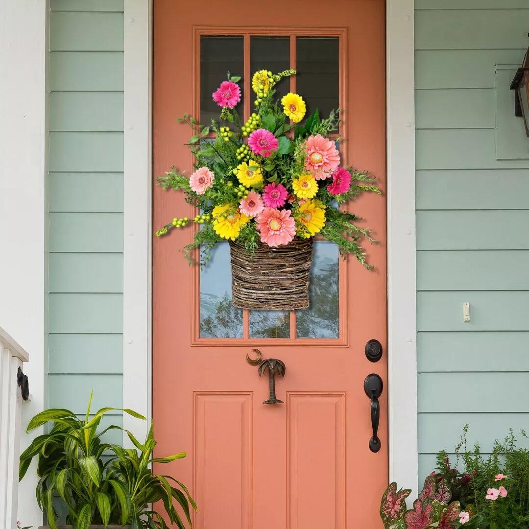 💐Gerbera daisy door basket-The flowerpot door wreath is unique!