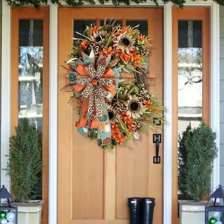 🍁Leopard Sunflower Wreath-Rustic Grapevine Home Decor