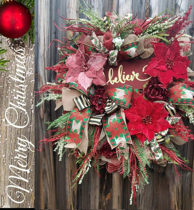 Christmas Poinsettia Wreath