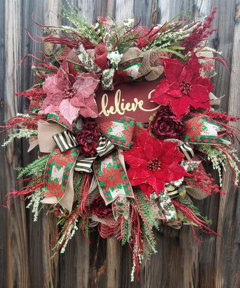 Christmas Poinsettia Wreath