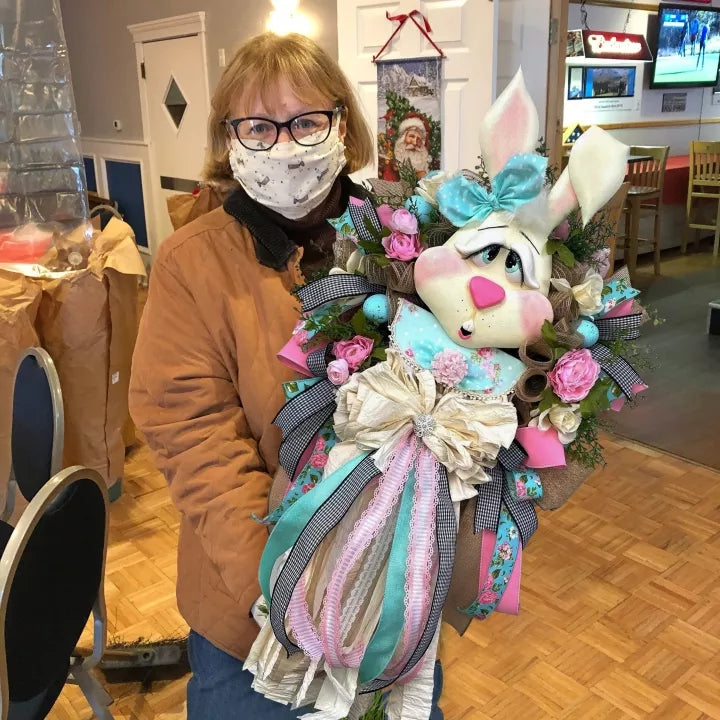 Easter Wreath for Front Door - Easter Bunny