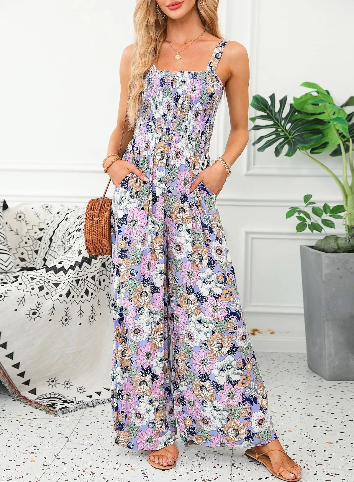 🏖️Summer Hot Sale 49% OFF🌼Women's Casual Print Sleeveless Overalls Jumpsuits