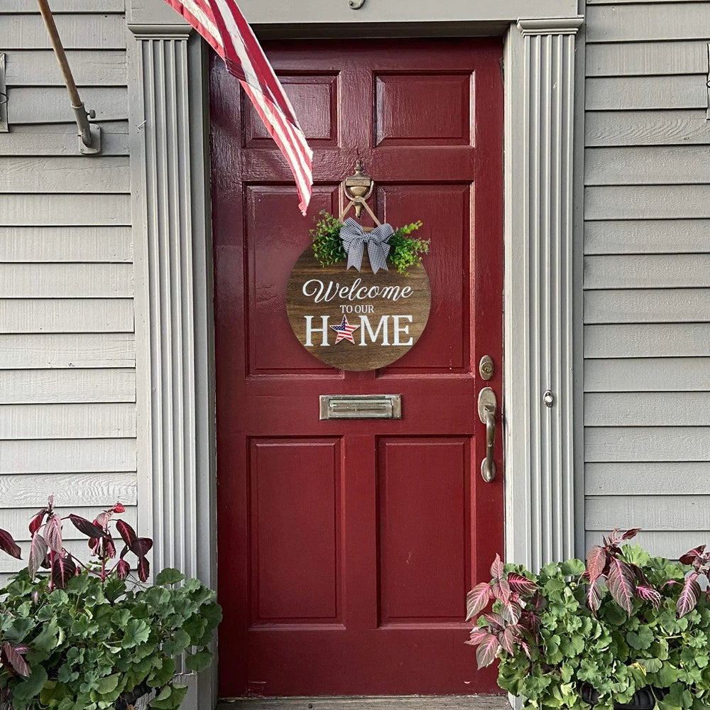 ๐๐ Interchangeable Welcome to Our Home Wood Round Wreath