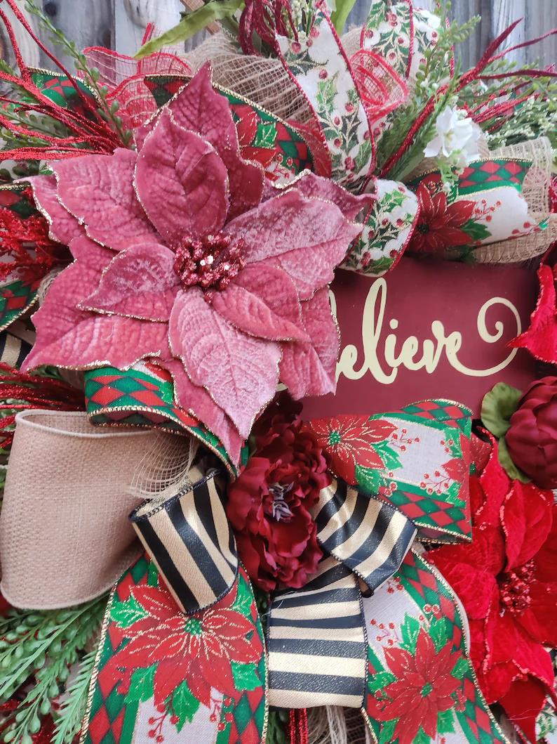 Christmas Poinsettia Wreath