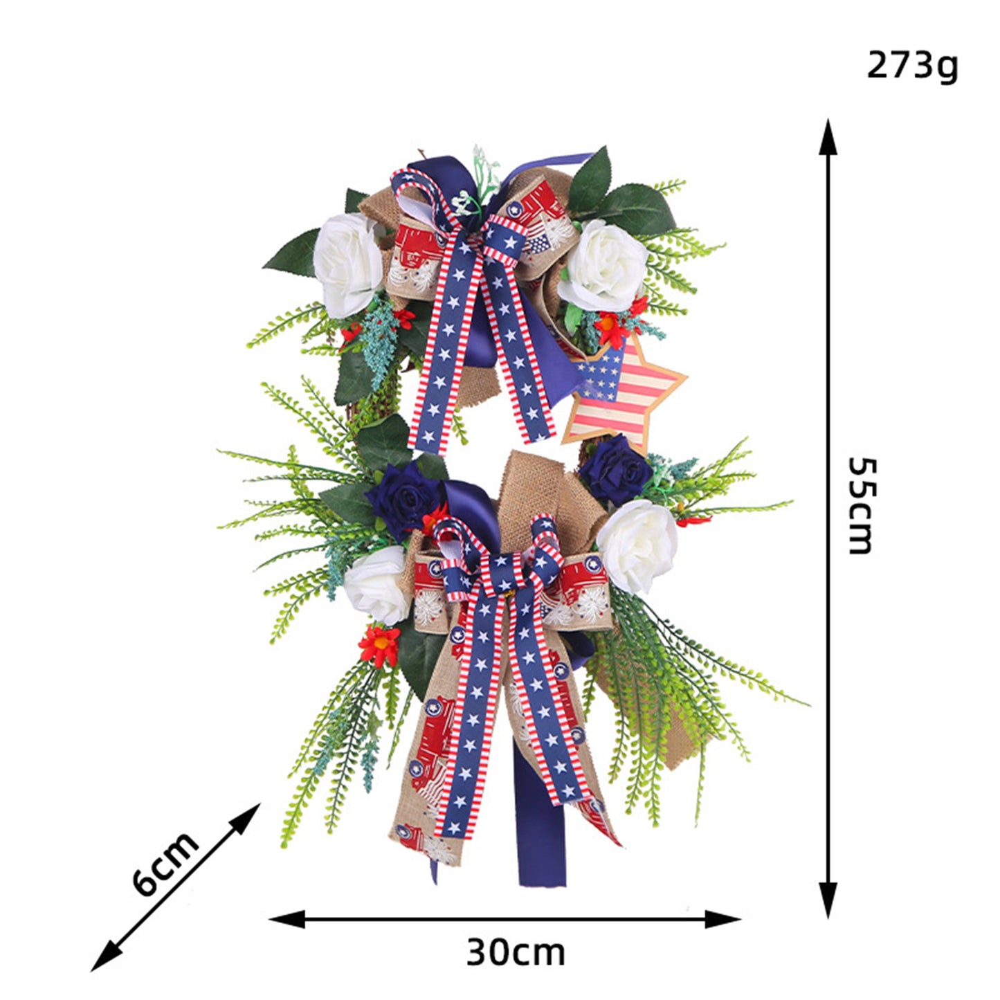 Independence Day floral leaves wreath