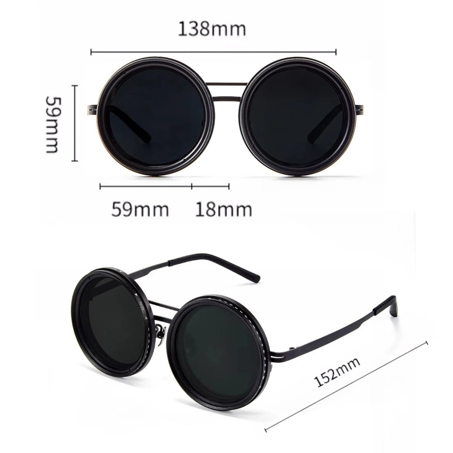 🔥Last Day 49% OFF - 2025 New ND Filter 1-9 Gears Adjustable Tint Uv400 RoundSunglasses