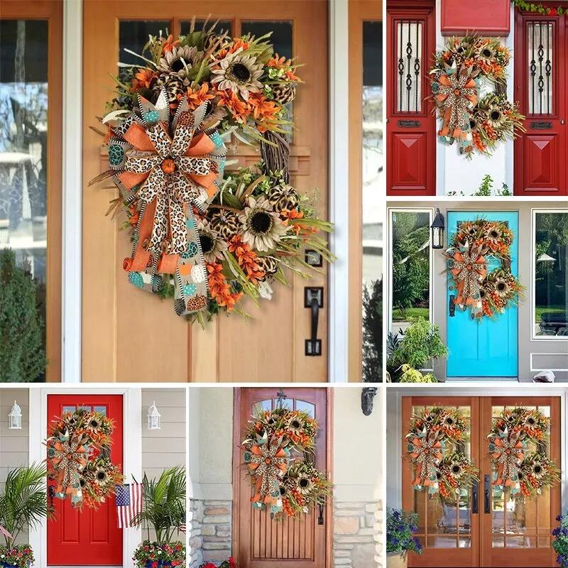 🍁Leopard Sunflower Wreath-Rustic Grapevine Home Decor
