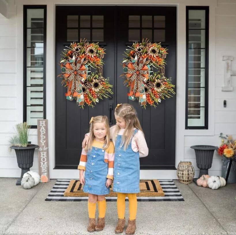 🍁Leopard Sunflower Wreath-Rustic Grapevine Home Decor