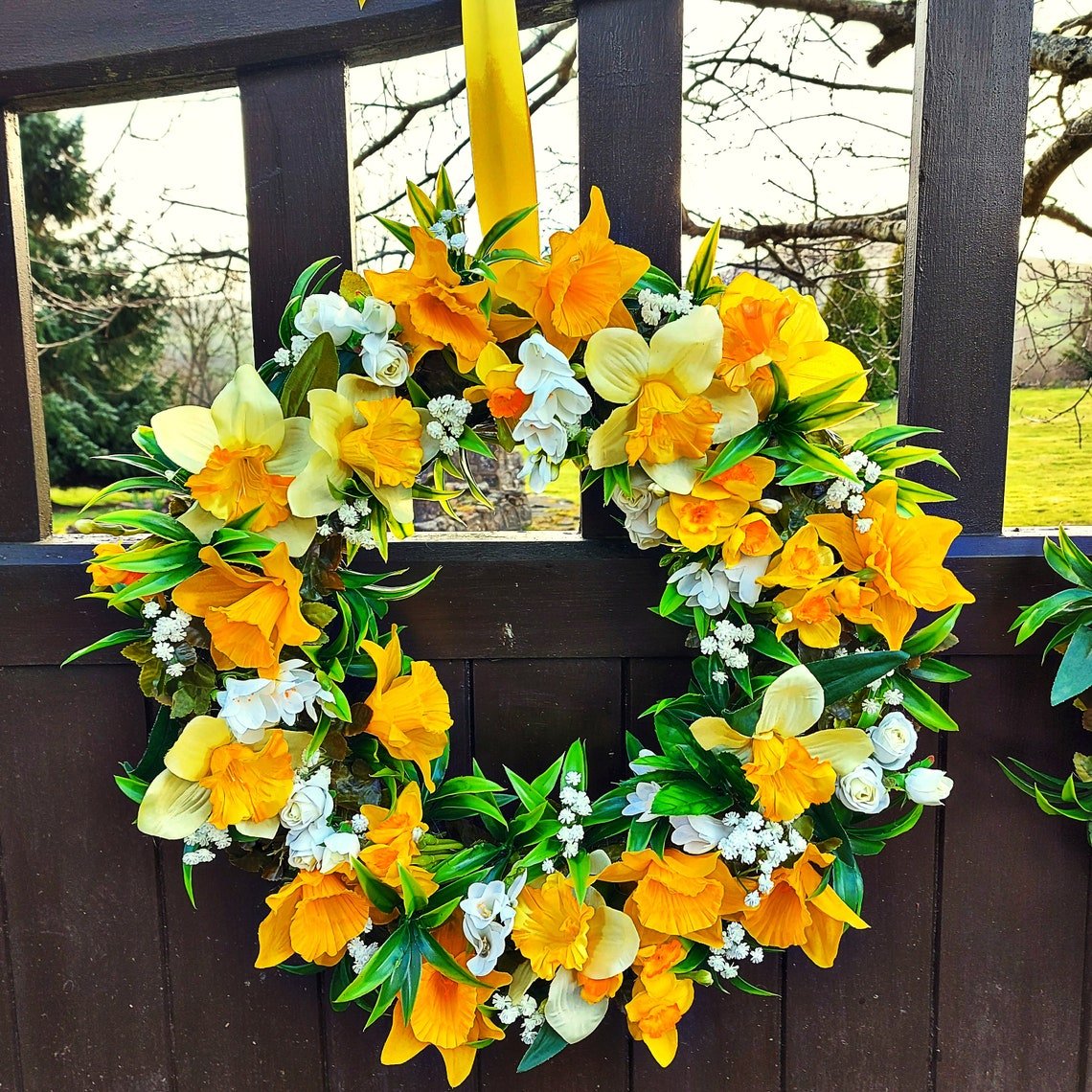 Easter Spring Yellow Daffodil Wreath-❤️like real flowers