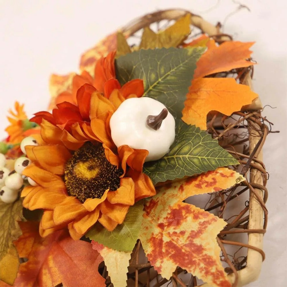 Halloween Autumn Harvest Pumpkin Garland Fall Maple Leaf Home Party Wreath Decor