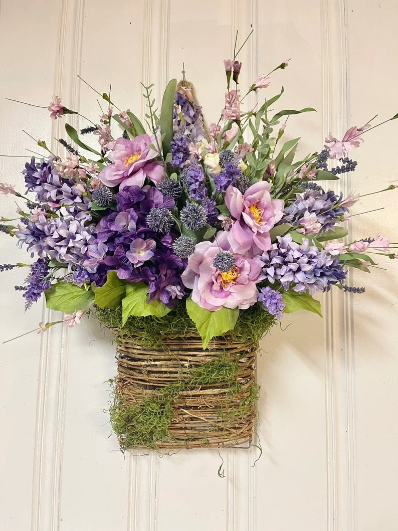 Lavender Basket Wreaths -Mother's Day Floral Wreath, Gift for mom💐