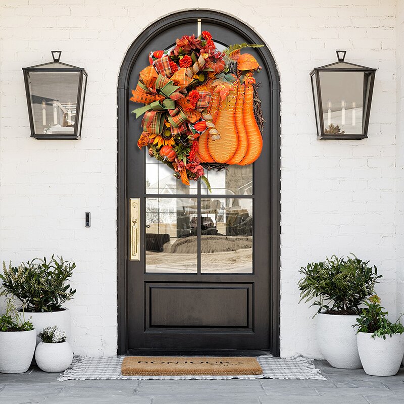🎃Orange big pumpkin hydrangea wreath
