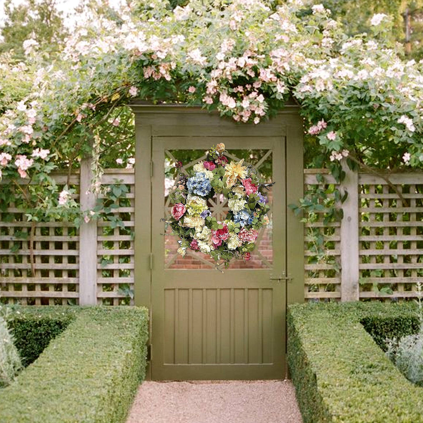 Rainbow Hydrangea Wreath