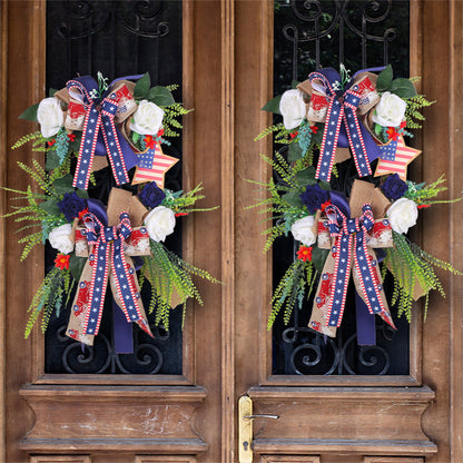Independence Day floral leaves wreath