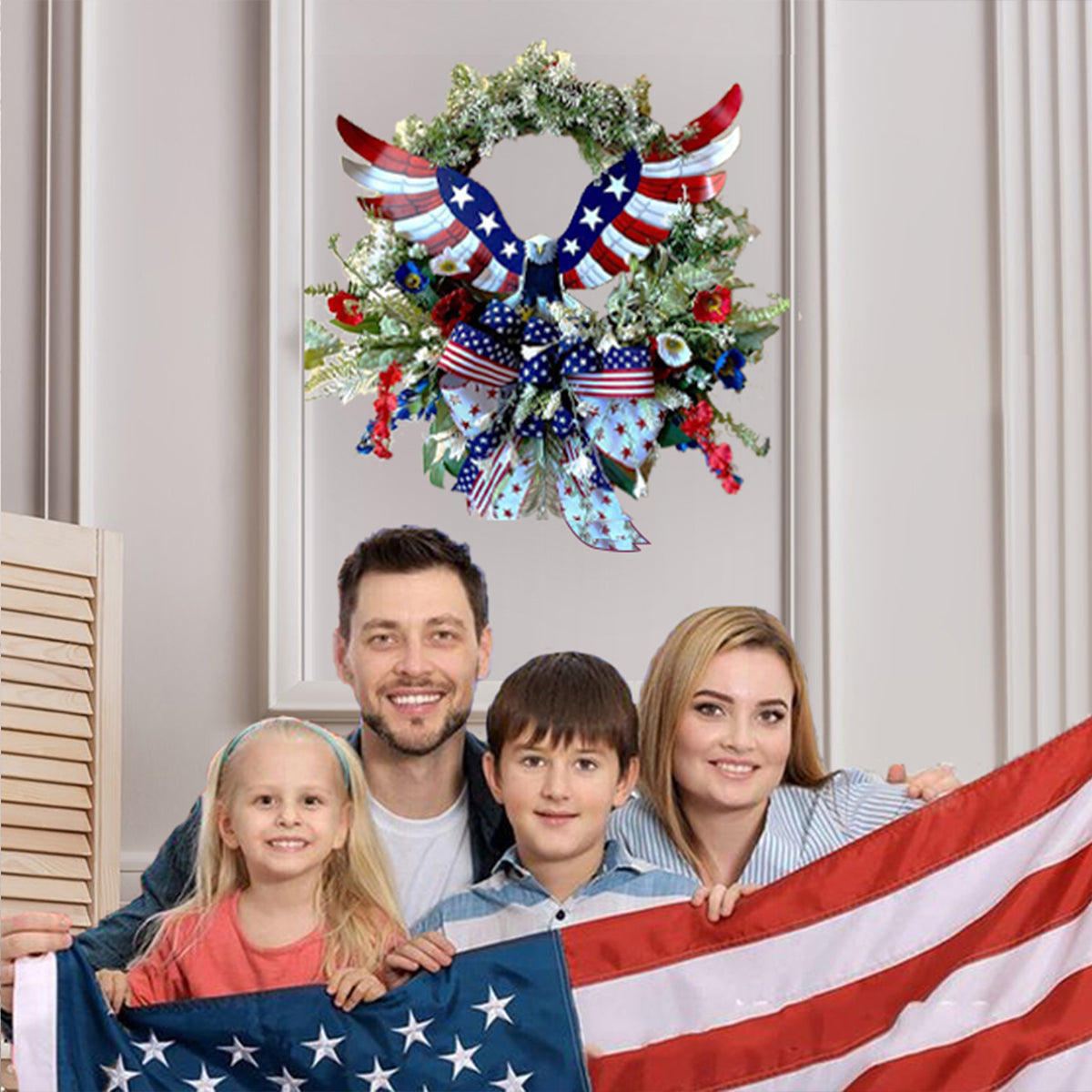 Eagle Wreath for front Door American Eagle Wreath, Summer Patriotic Wreath