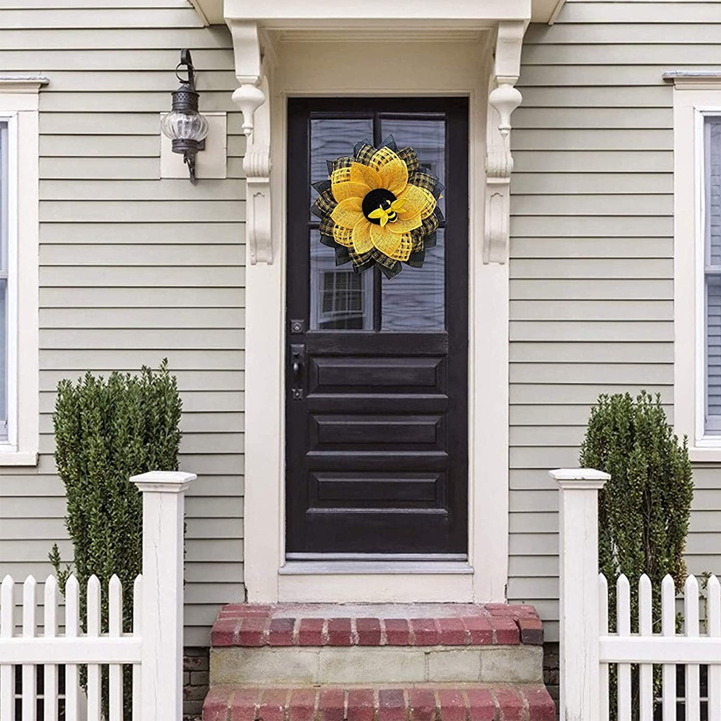 Artificial Sunflower Wreath Bee Sunflower Wreaths Spring Summer Wreath Decor