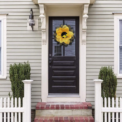 Artificial Sunflower Wreath Bee Sunflower Wreaths Spring Summer Wreath Decor