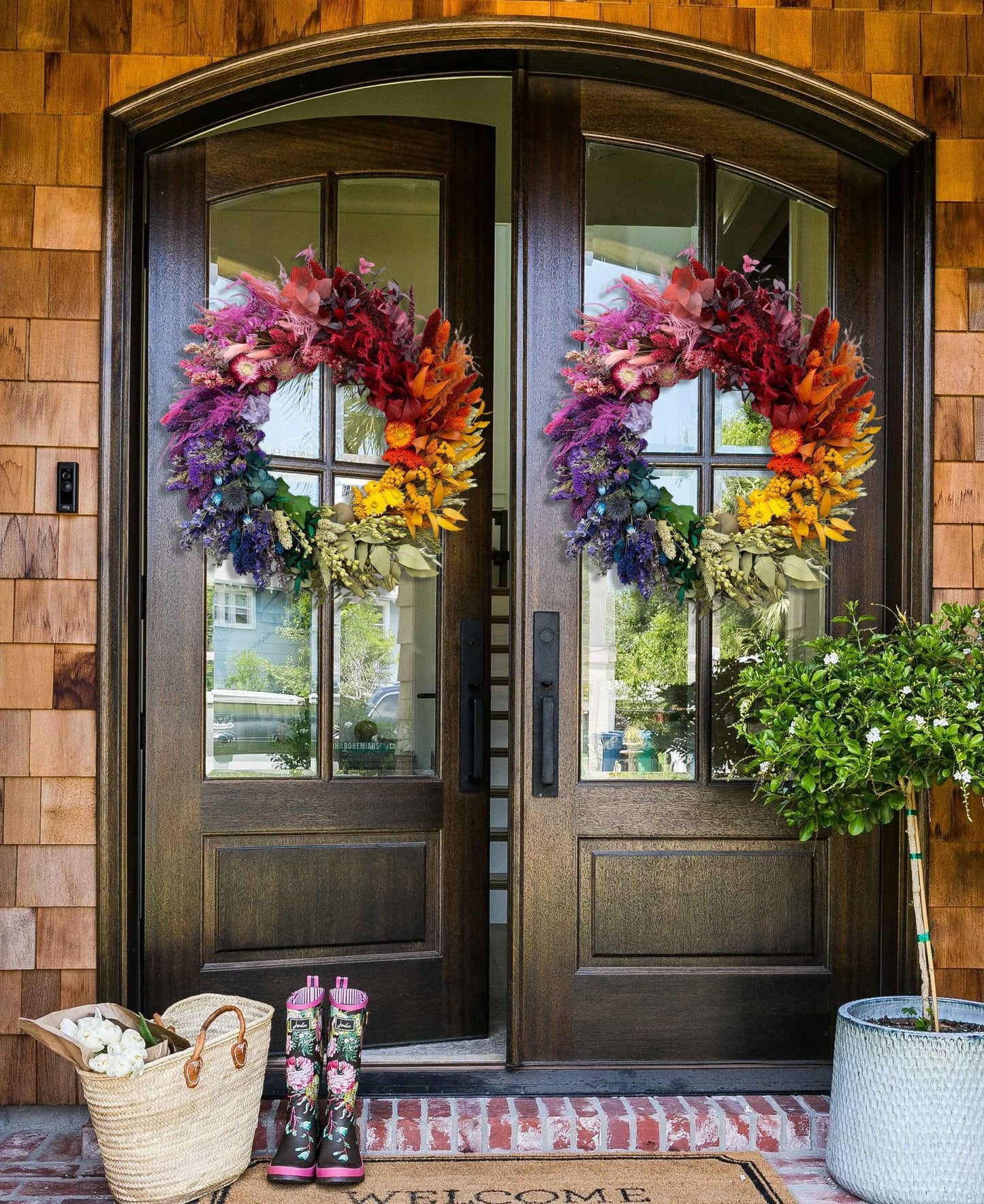Rainbow Dried Flower Wreath