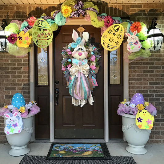 Easter Wreath for Front Door - Easter Bunny