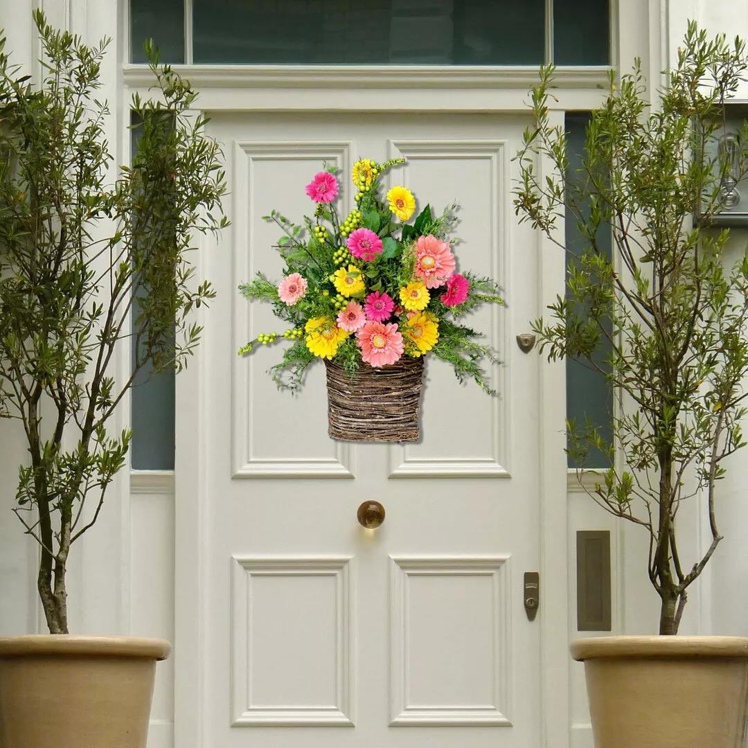 💐Gerbera daisy door basket-The flowerpot door wreath is unique!