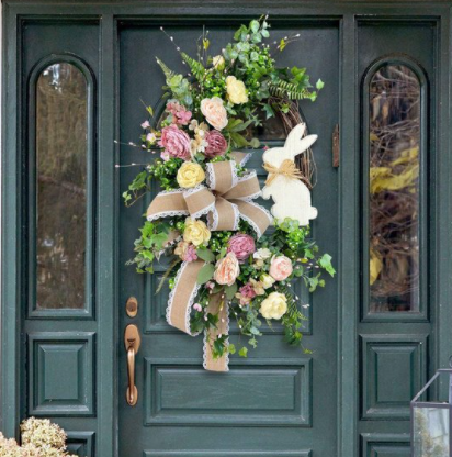 🥕Rustic Bunny Wreath|Spring Wreaths for Front Door