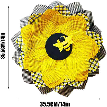 Artificial Sunflower Wreath Bee Sunflower Wreaths Spring Summer Wreath Decor