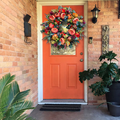 Fall Peony and Pumpkin Wreath