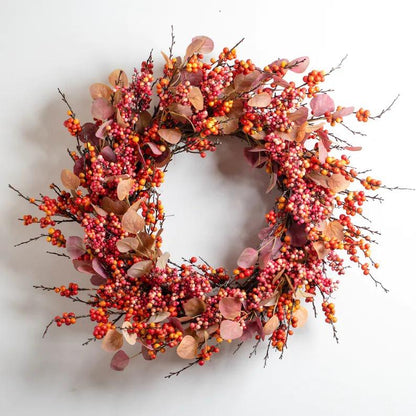 Fall Harvest Berry Explosion & Autumn Silver Dollar Eucalyptus Front Door Wreath