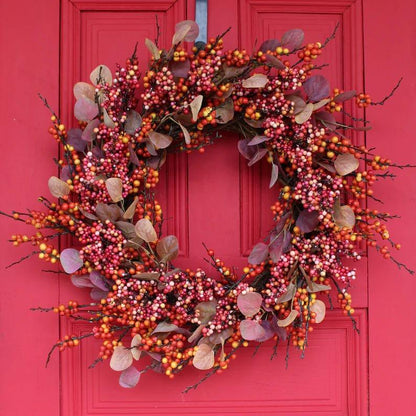 Fall Harvest Berry Explosion & Autumn Silver Dollar Eucalyptus Front Door Wreath