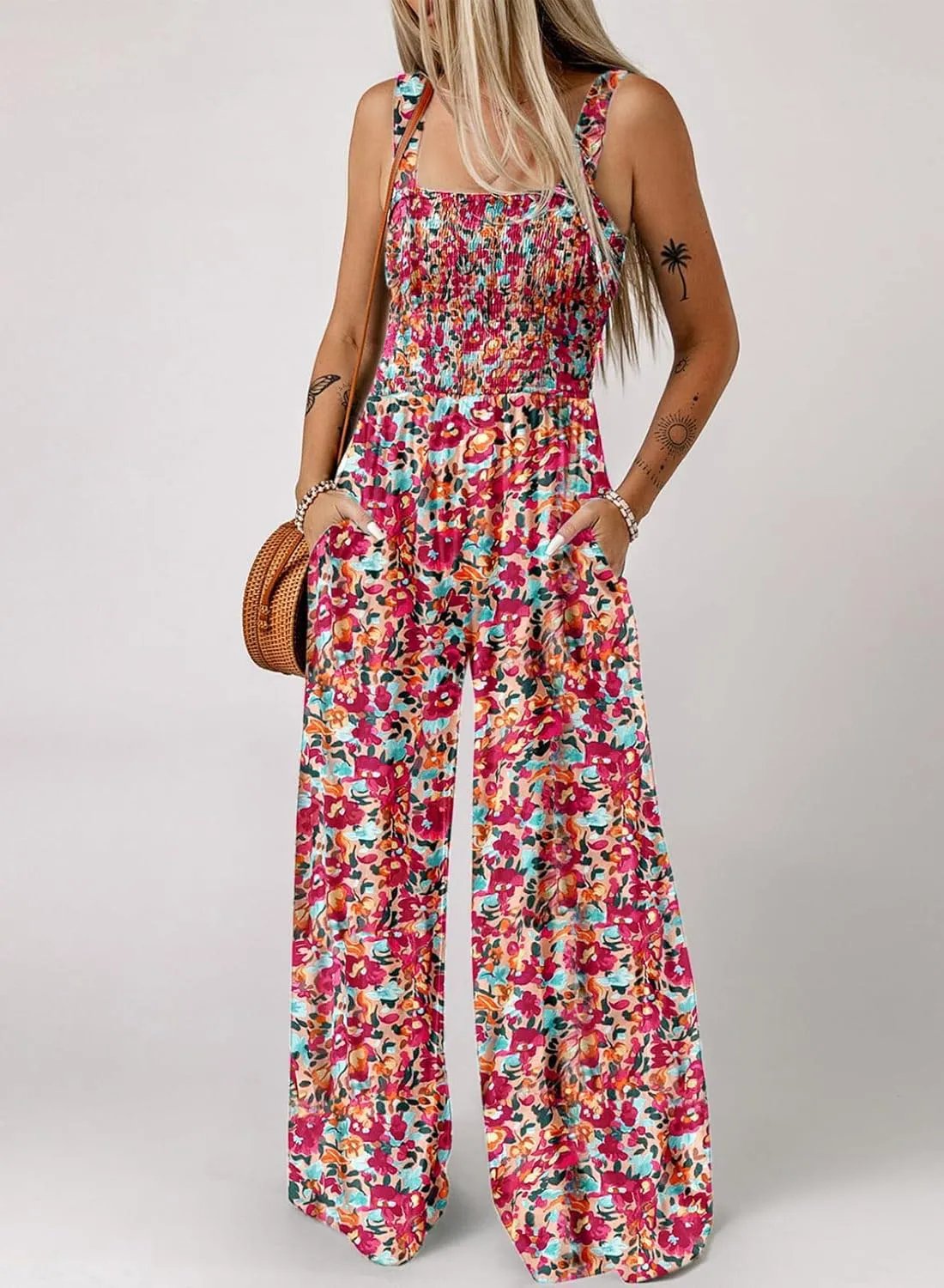 🏖️Summer Hot Sale 49% OFF🌼Women's Casual Print Sleeveless Overalls Jumpsuits