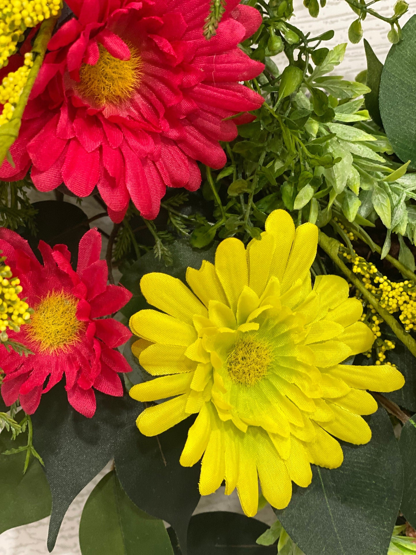 Colorful Spring Wildflower Front Door Wreath, Pink and Yellow Daisy Summer Wreath, Country Cottage Wreath, Unique Gift for Mom