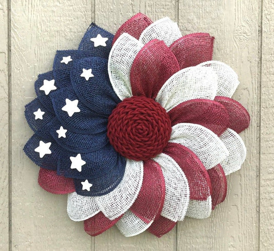 Poly Burlap American Flag Wreath-50% OFF