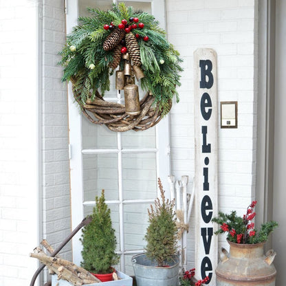 Farmhouse Christmas Wreath, Boho Wreath, Holiday Wreath