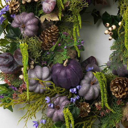 Halloween Autumn Winter Purple Pumpkin Wreath