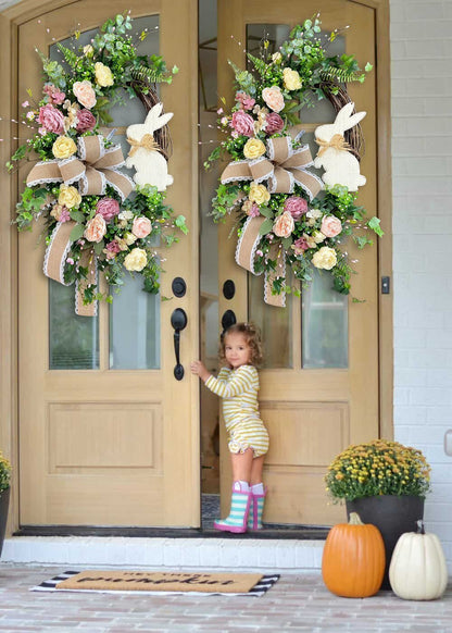 🥕Rustic Bunny Wreath|Spring Wreaths for Front Door