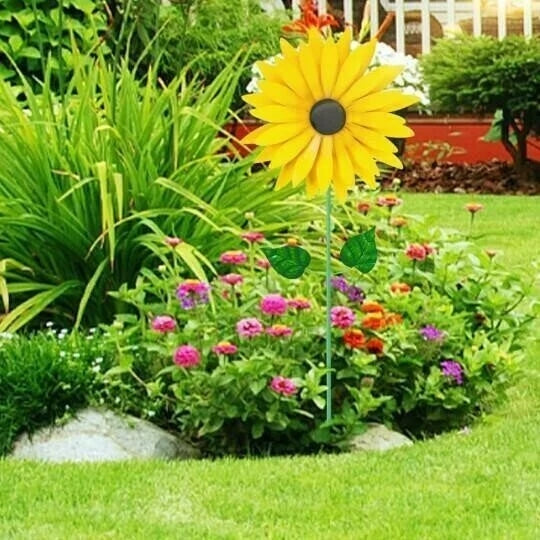 Sunflower windmill-for Decoration Outside Yard Garden Lawn