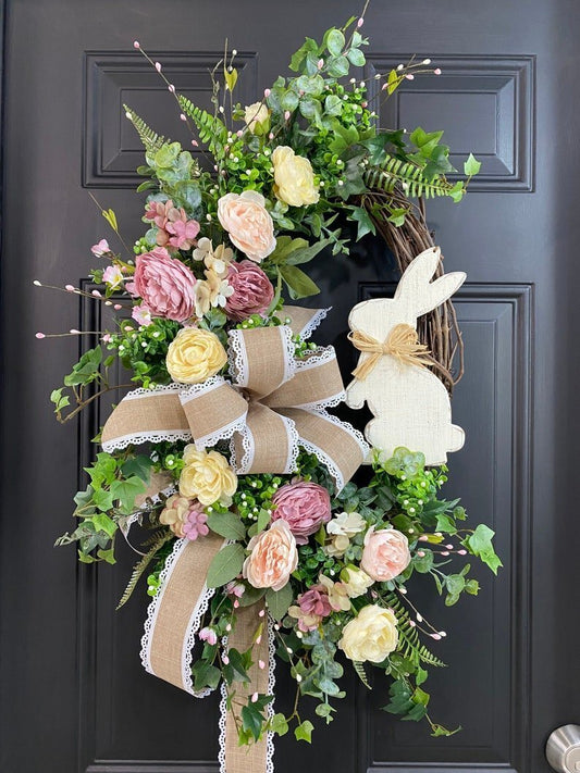 🥕Rustic Bunny Wreath|Spring Wreaths for Front Door