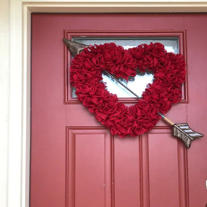 💘Best Seller Large Ruffled Romance Heart shaped wreath with large arrow💘