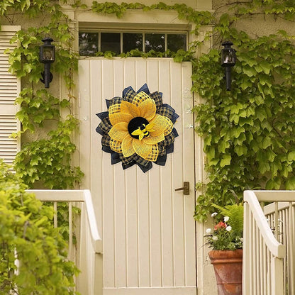 Artificial Sunflower Wreath Bee Sunflower Wreaths Spring Summer Wreath Decor