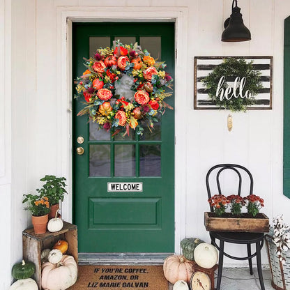 Fall Peony and Pumpkin Wreath