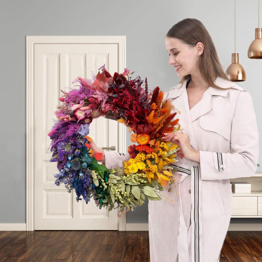 Rainbow Dried Flower Wreath