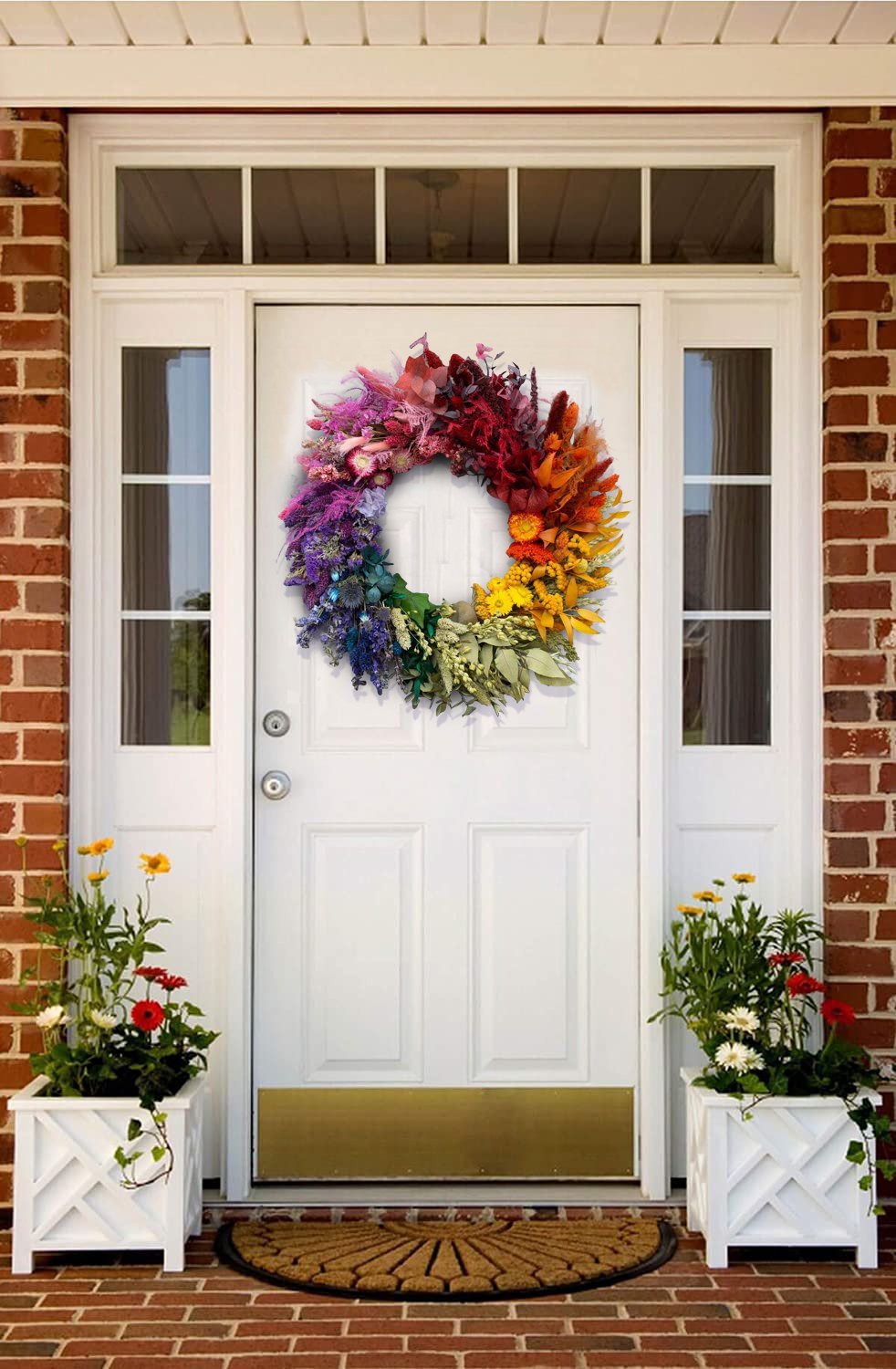 Rainbow Dried Flower Wreath