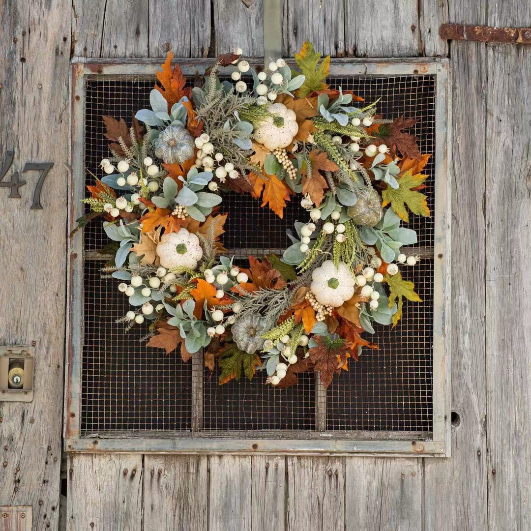 White Pumpkins Ranunculus Wreath (50% discount)