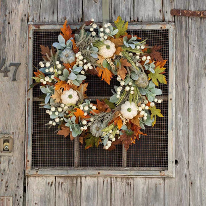 White Pumpkins Ranunculus Wreath (50% discount)